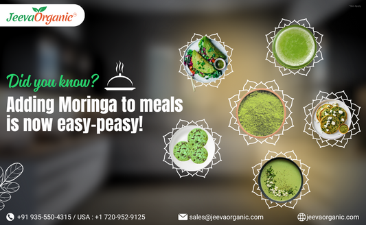 Image promoting Moringa with various meal ideas, highlighting its easy addition to meals for health benefits.